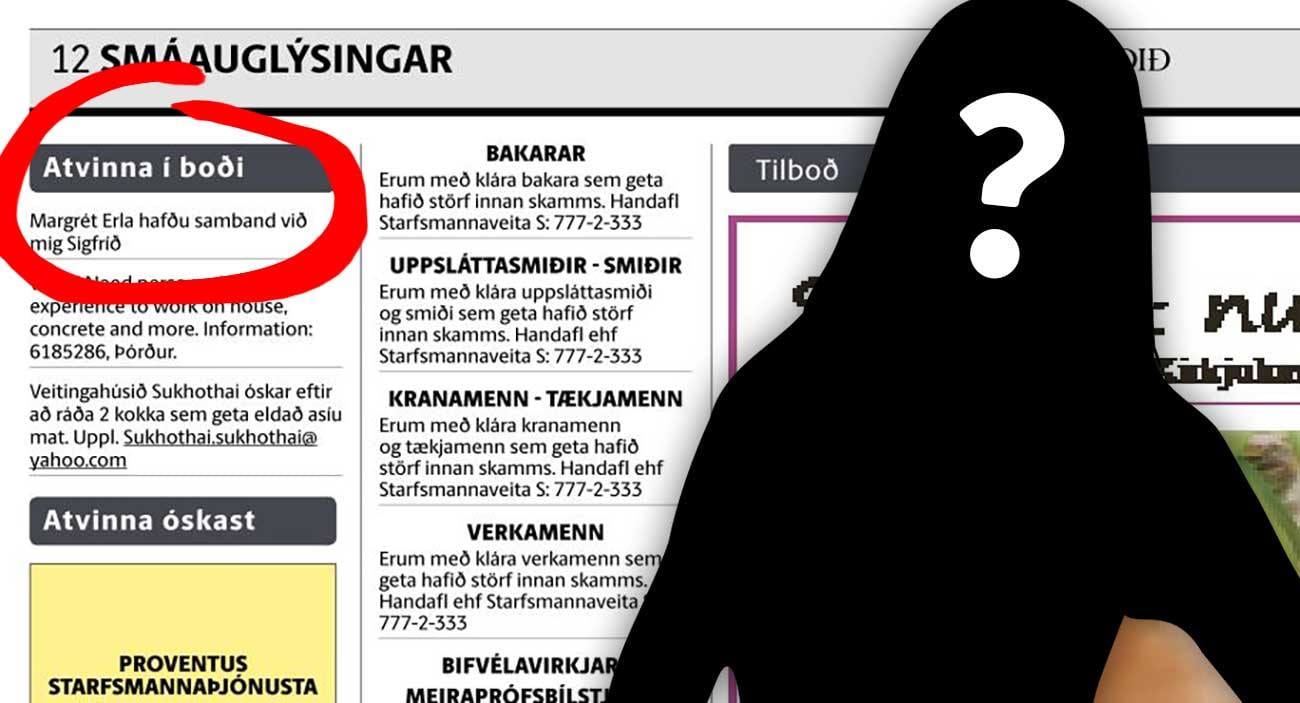 Engin Sigfríð kannast við dularfullu smáauglýsinguna í Fréttablaðinu: „Nei
