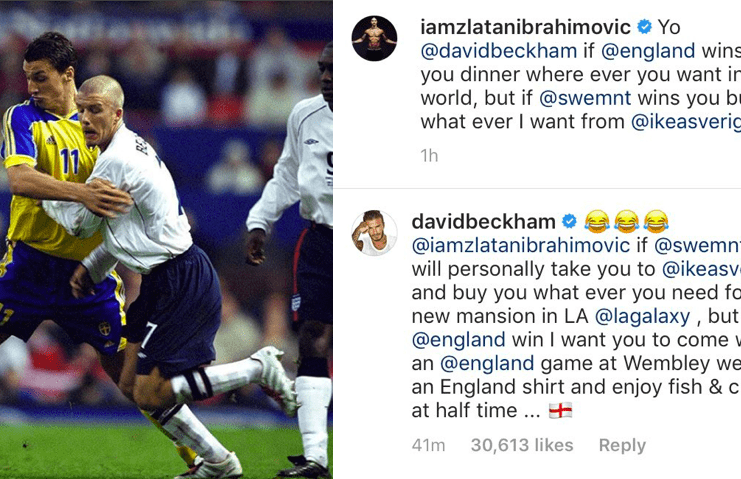 Zlatan skorar Beckham á hólm: „Ef Svíþjóð vinnur kaupir þú hvað sem ég vil úr Ikea“