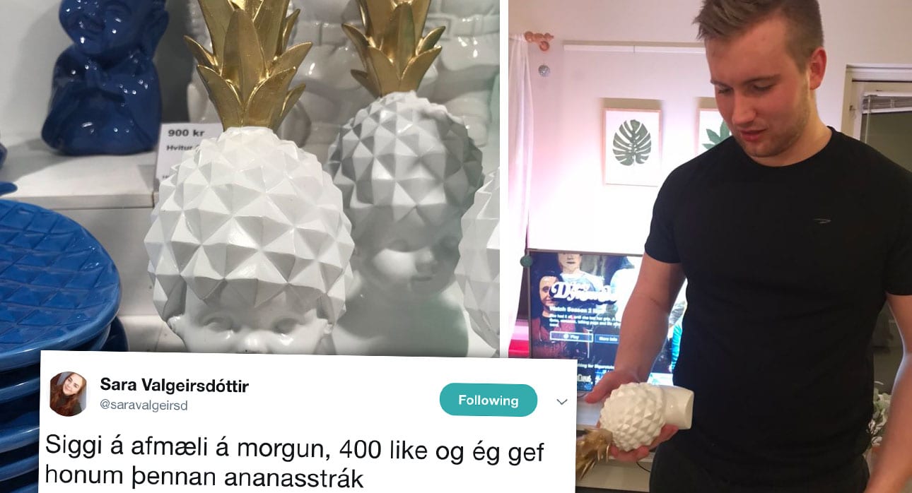 Sara gaf Sigga ananas-strák í afmælisgjöf eftir hvatningu á Twitter í sannkallaðri samtímaástarsögu