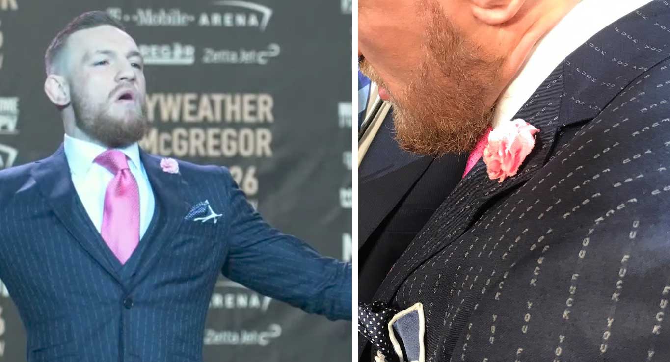 Conor McGregor sendi Floyd Mayweather Jr. skýr skilaboð í teinum jakkafata sinna: „Fuck you“