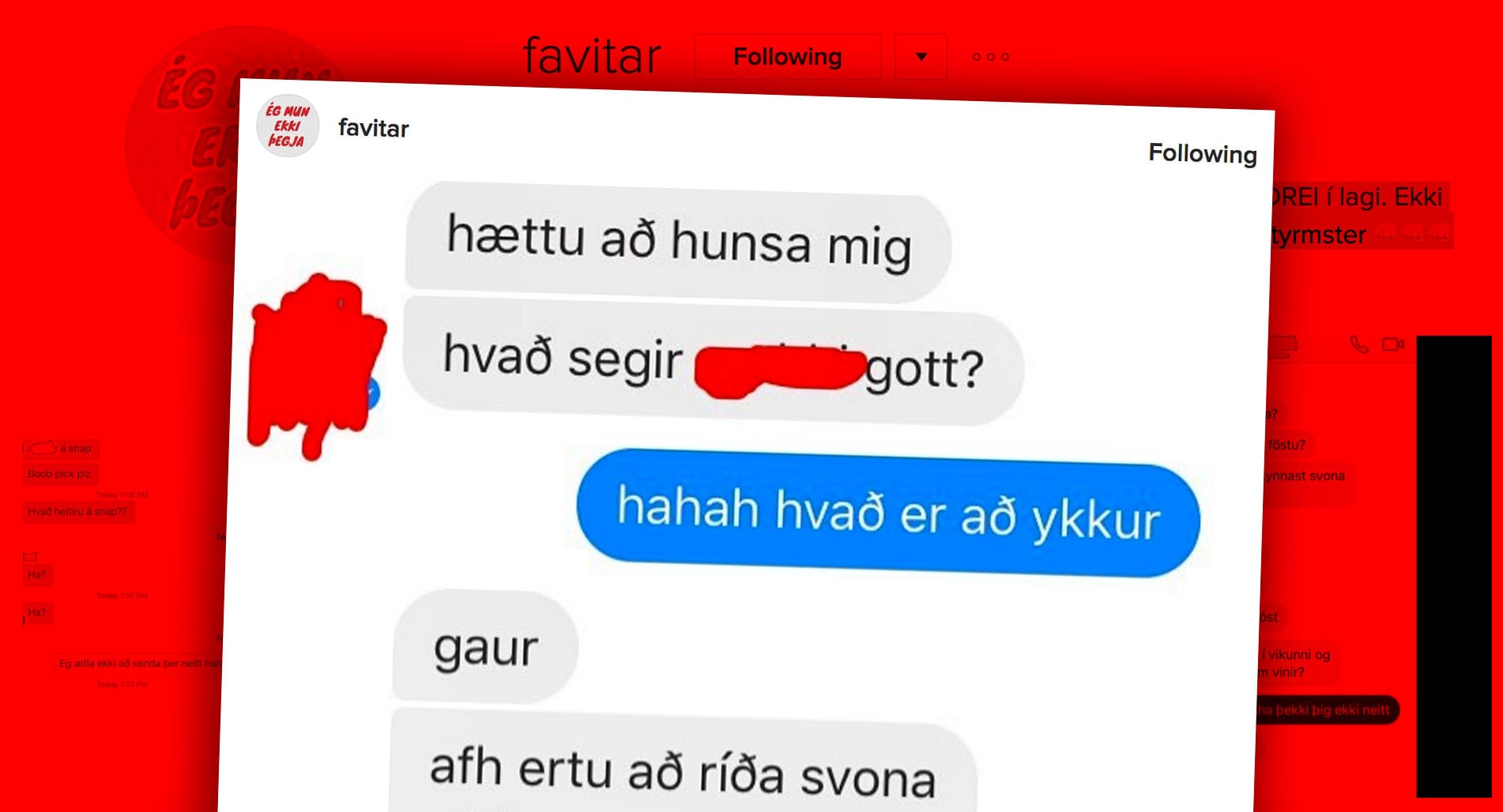 Birta gróf skilaboð frá íslenskum „fávitum“ á Instagram: „nuna vilt þu ekki riða mer“