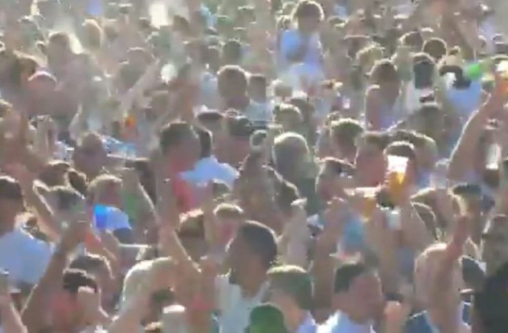 Rosaleg fagnaðarlæti Englendinga í Hyde Park í London þegar þeir skoruðu gegn Króatíu