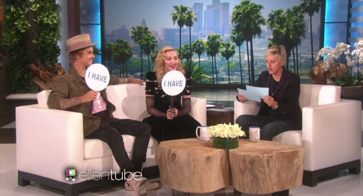Kynferðislegar játningar Justin Bieber og Madonnu hjá Ellen