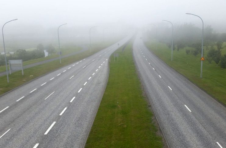 Svona leit Hringbrautin út á meðan leikur Íslands og Austurríkis stóð yfir