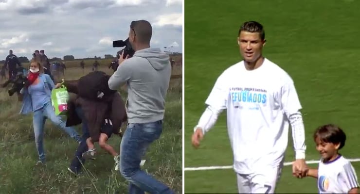 Sonur mannsins sem var felldur á flótta leiddi Ronaldo út á völlinn fyrir leik