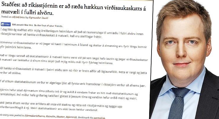 Sigmundur skiptir um skoðun: Skattahækkun á mat var aðför að láglaunafólki