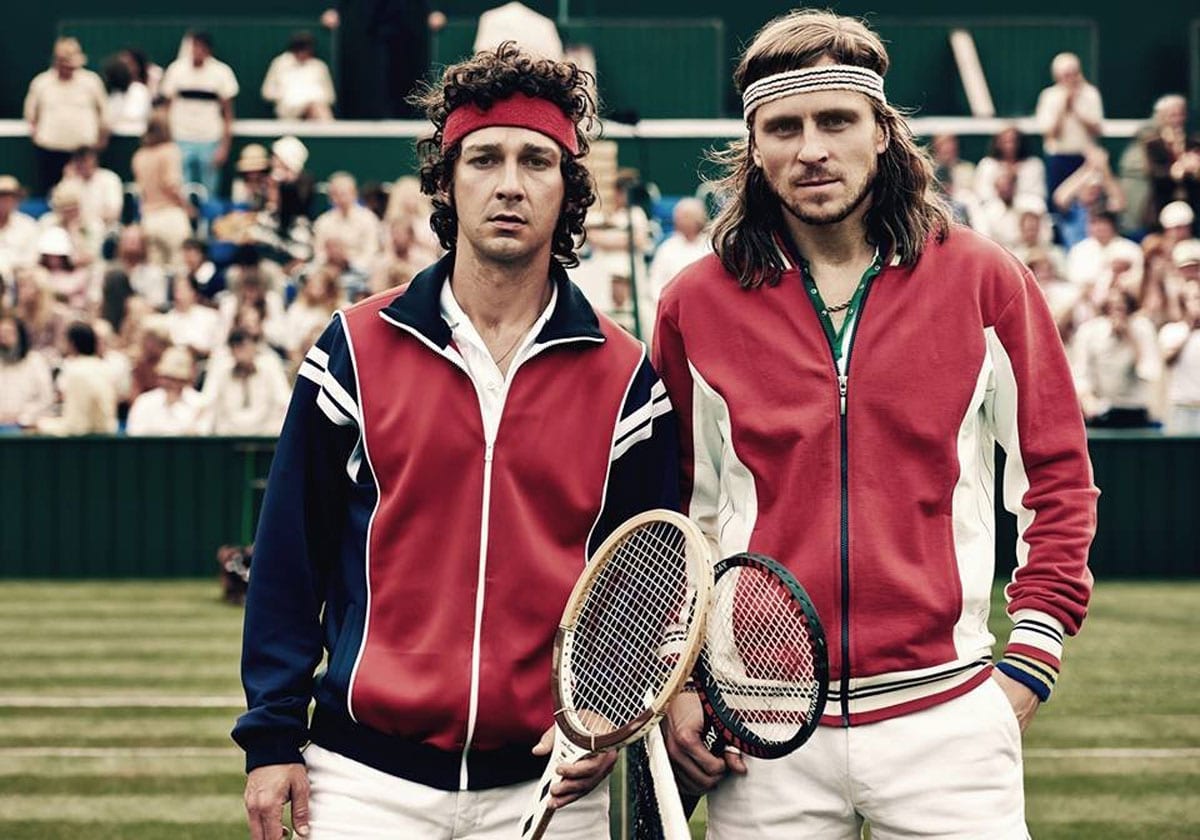 Fyrsta myndin af Shia LaBeouf og Sverri Guðnasyni í hlutverkum sínum í Borg/McEnroe