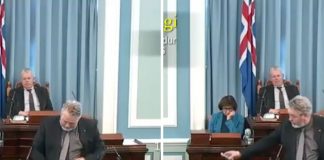 Þorsteinn Sæmundsson í vandræðum með að slökkva á símanum á Alþingi