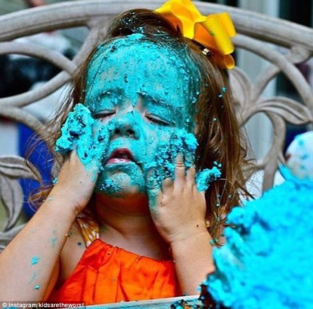 Feeling blue: Why eat cake when you can smear the frosting all over your face?
