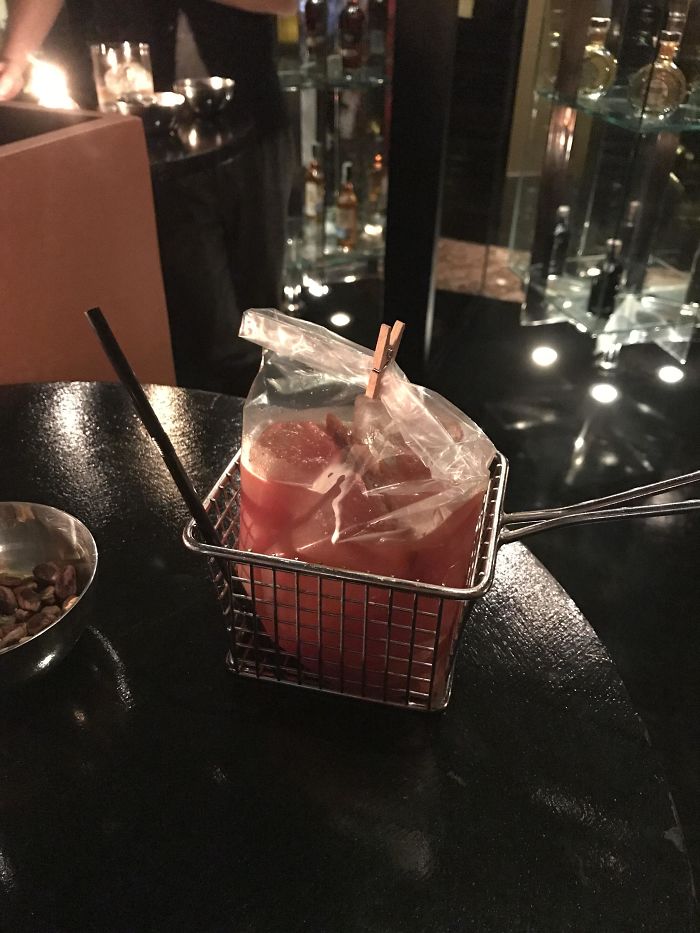 My Boyfriend Was Just Served A Bloody Mary In A Fry Basket