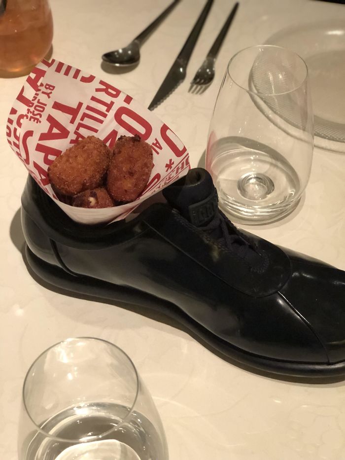 Our Appetizer In A Shoe. They Refused My Request To Try It On Or Take It Home.
