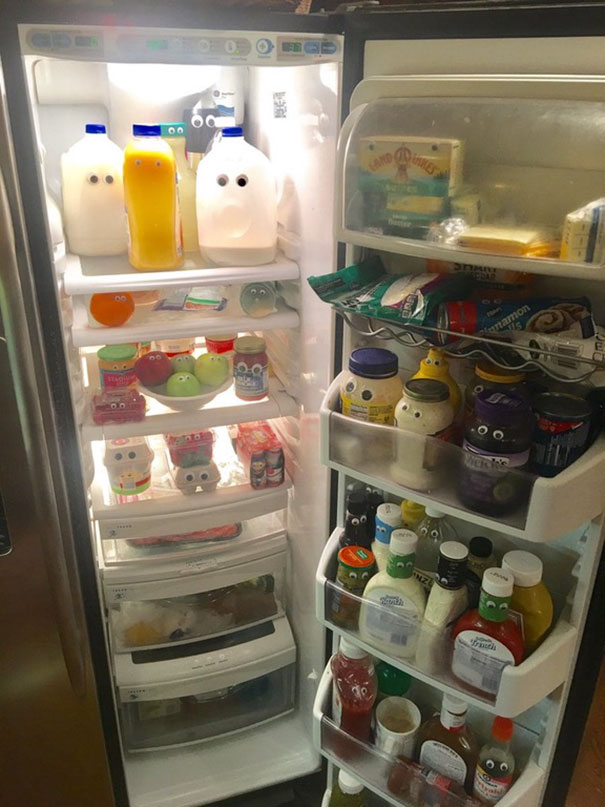 My Dad Put Googly Eyes On Everything In Our Refrigerator