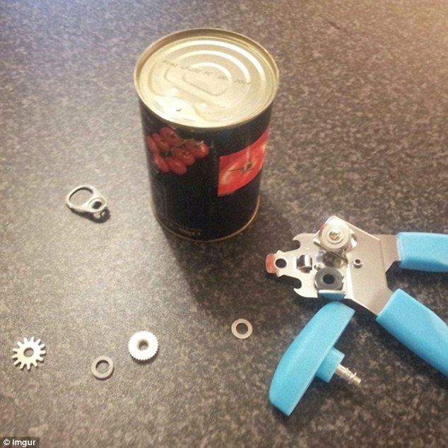 Bad result: Similarly, for those who struggle with opening tins, the snap of a tin, a tin opener and its various parts splayed across a kitchen surface might elicit a chuckle