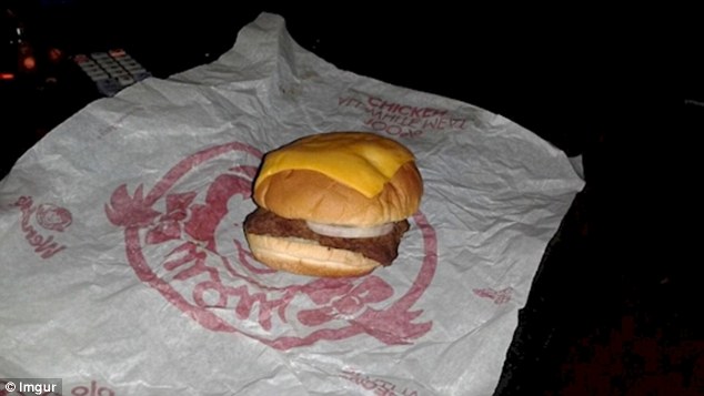 Atypical snack: Or this burger, where the cheese is smeared on top of the bun rather than inside 