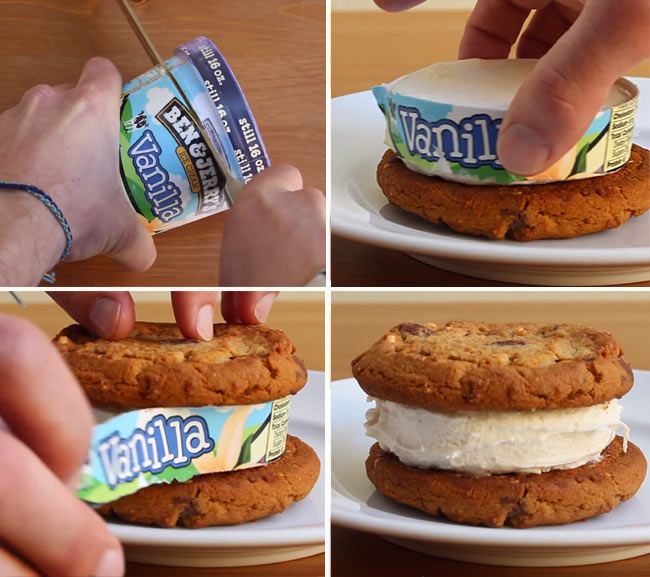7. Making ice cream sandwiches is easy, if you have a hot, sharp knife.