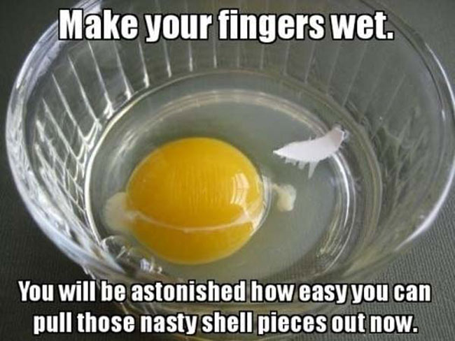19. Wet your fingers. Get the shell out.